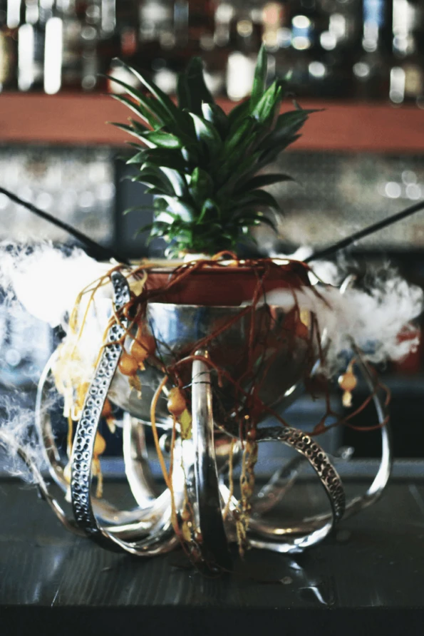 Large batch cocktail recipes: kombucha and rum Lusca cocktail from Miss B's in San Diego.