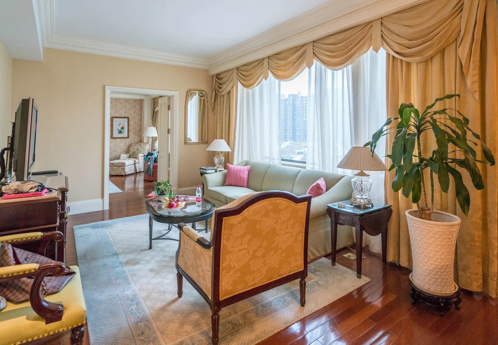The living room of an Executive Club Suite at The Ritz-Carlton, Beijing