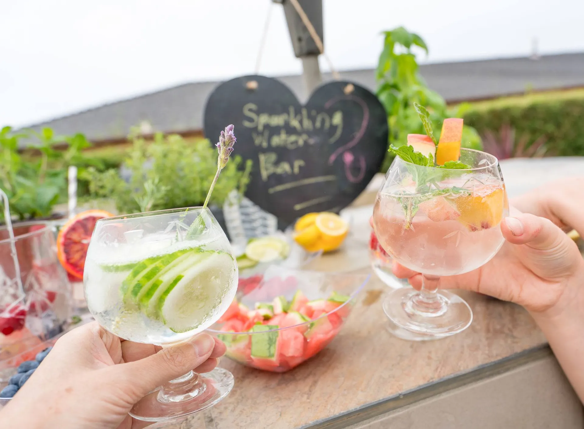 Make a sparkling water bar for a fun party idea.