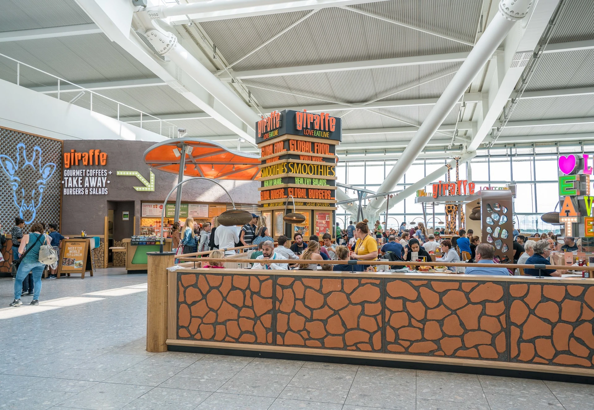 Giraffe is one of Heathrow Airport's family restaurants.