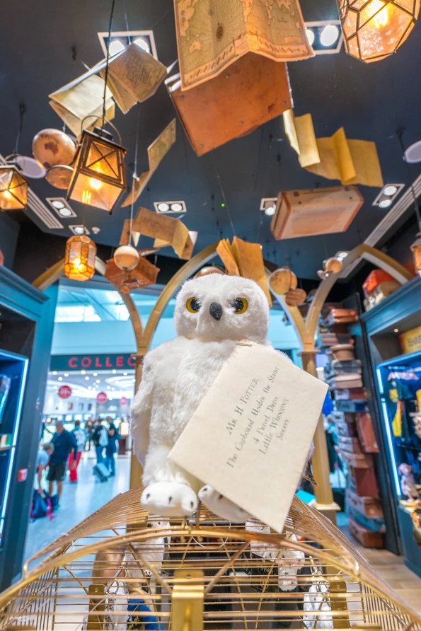 Hedwig at The Harry Potter shop in Heathrow Airport's Terminal 5.