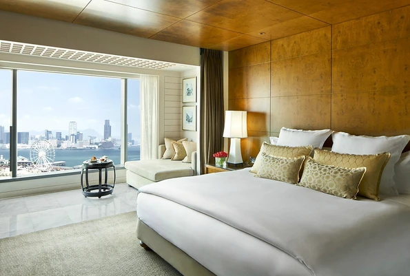 A harbour view room at Mandarin Oriental, Hong Kong.