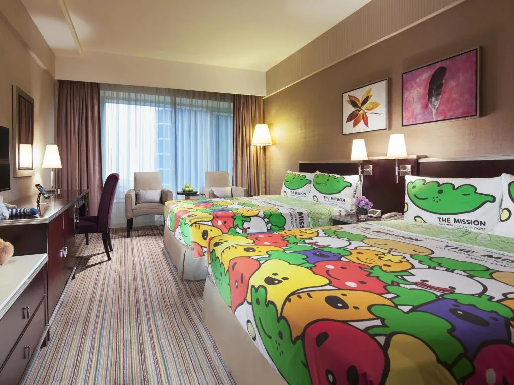 The Park Hotel Hong Kong has family rooms with fun bedding.