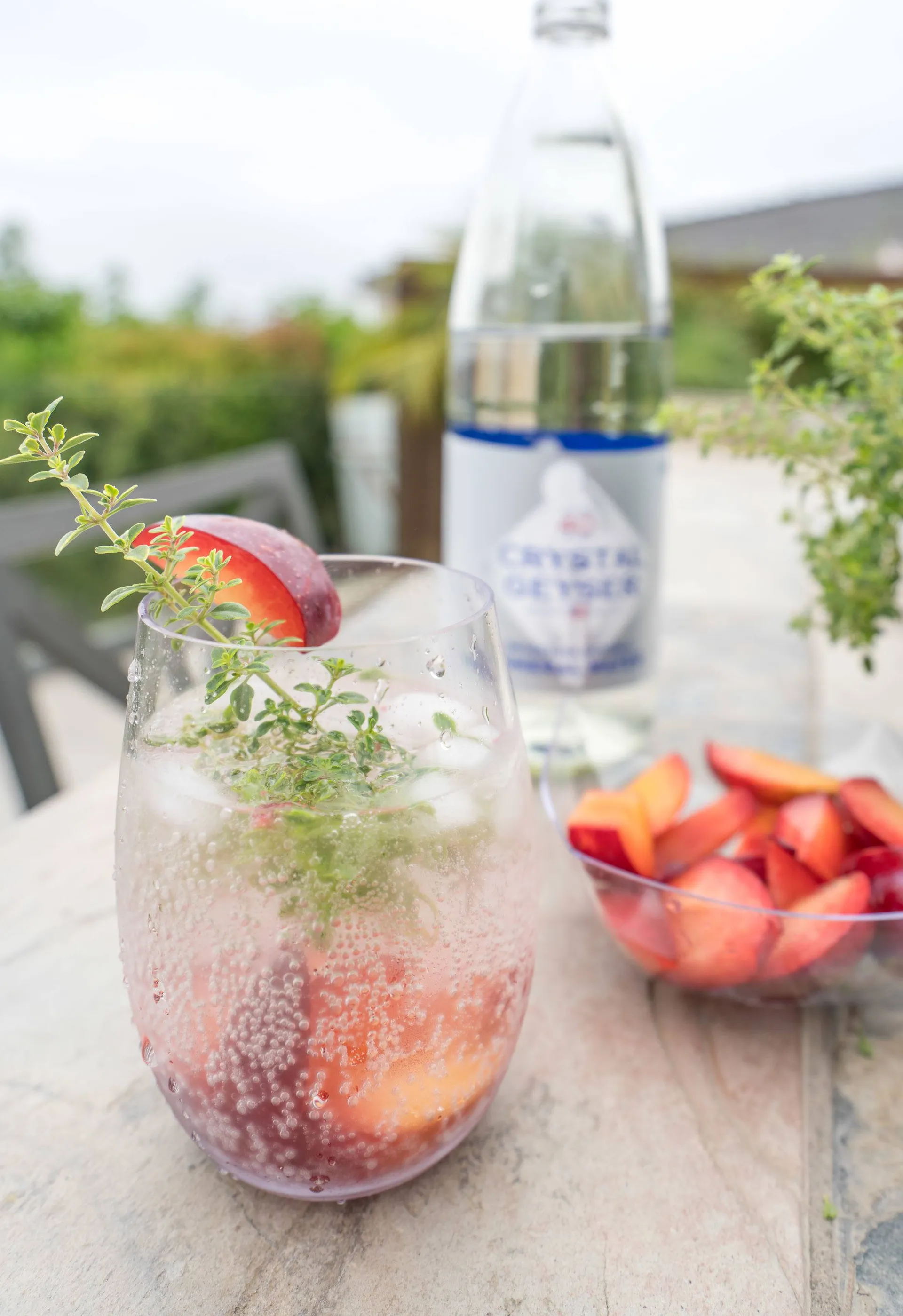 Plum and thyme sparkling water recipe