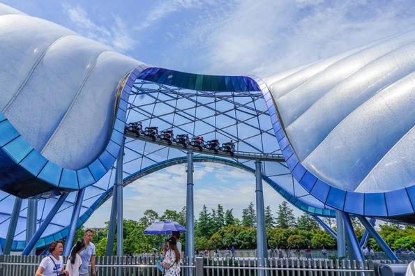 Shanghai Disneyland TRON hurls down the track and is the best ride at any of the Disney parks.