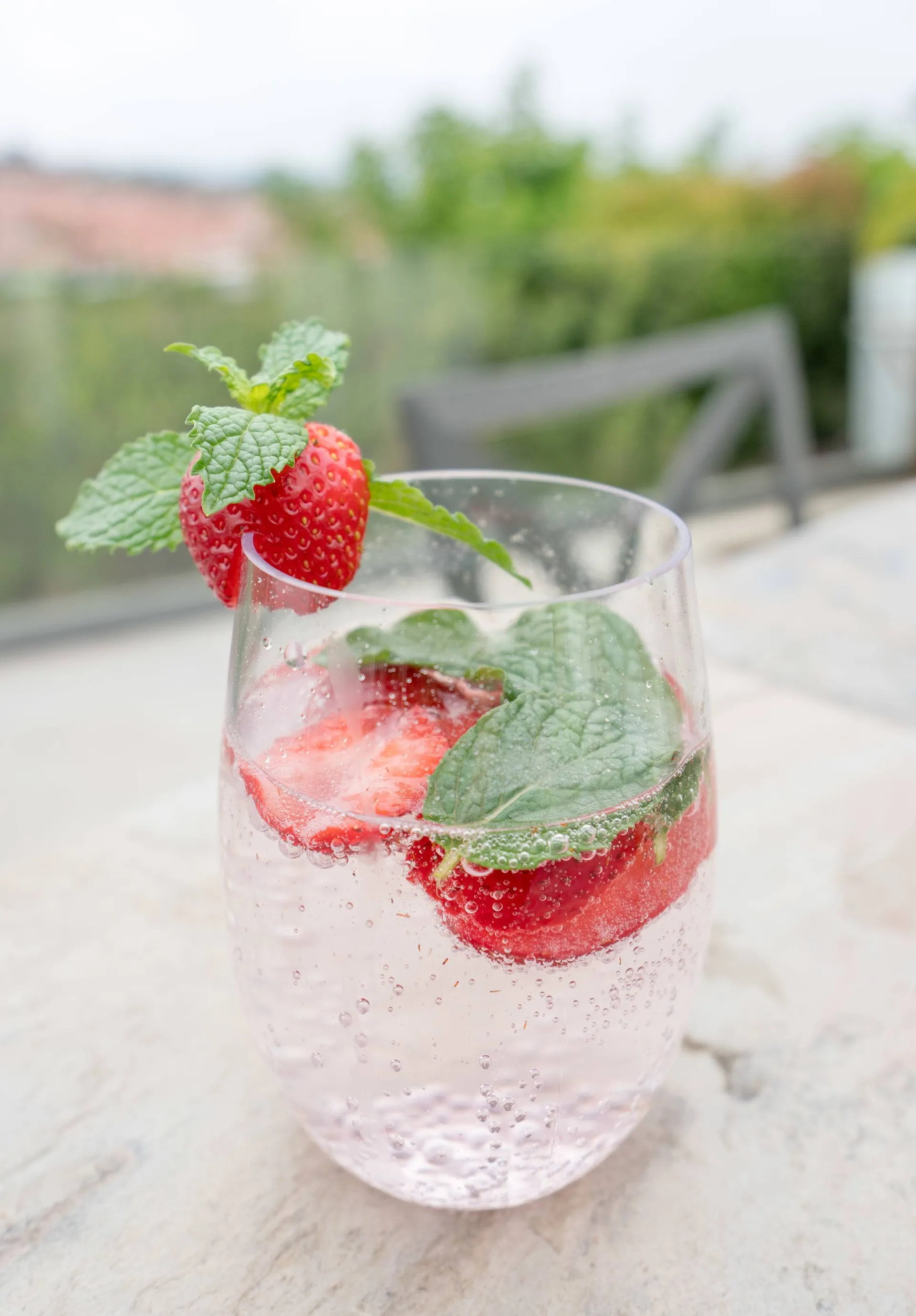 Strawberry and mint make an excellent sparkling water recipe.