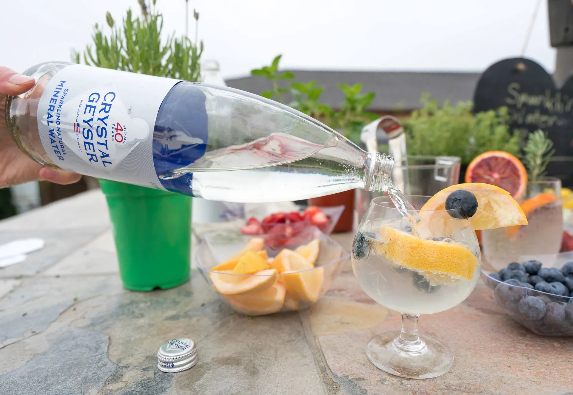 Crystal Geyser sparkling water comes in pretty glass bottles in celebration of their 40th anniversary.