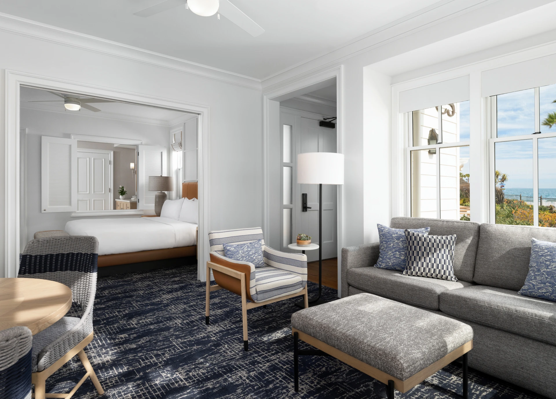 Junior suite interior at Beach Village showing the pocket door.