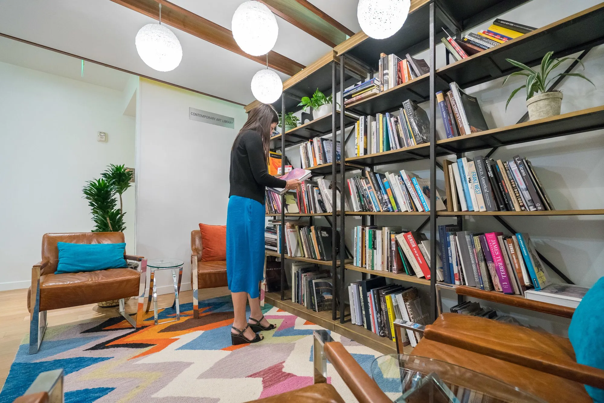The library inside Hotel Indigo Santa Barbara