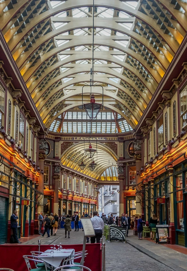 Leadenhall Market is a place to visit on a Harry Potter London tour. The entrance to the Leaky Cauldron is an optician's shop on the side of the market.