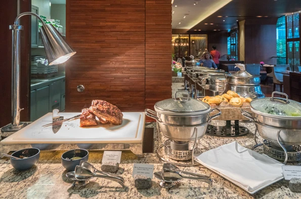 Club Lounge carving station at Mandarin Oriental Pudong, Shanghai.