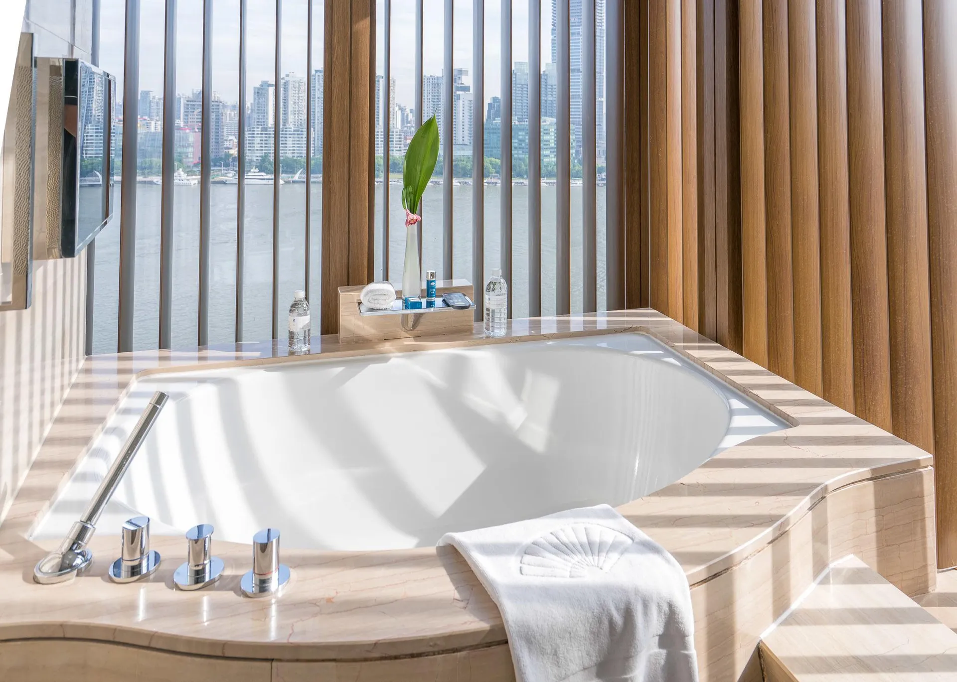 The views even from the bathtub at Mandarin Oriental Pudong, Shanghai are amazing.