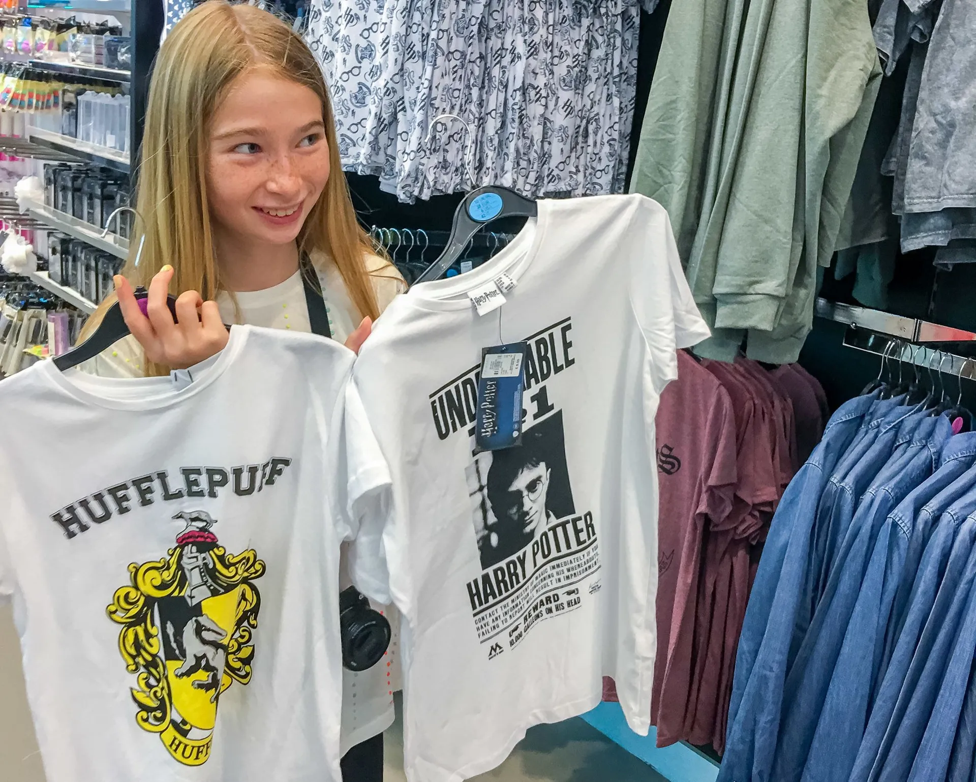 Primark carries REALLY inexpensive Harry Potter-themed fast fashion. A must visit in Ireland and England for HP fans.