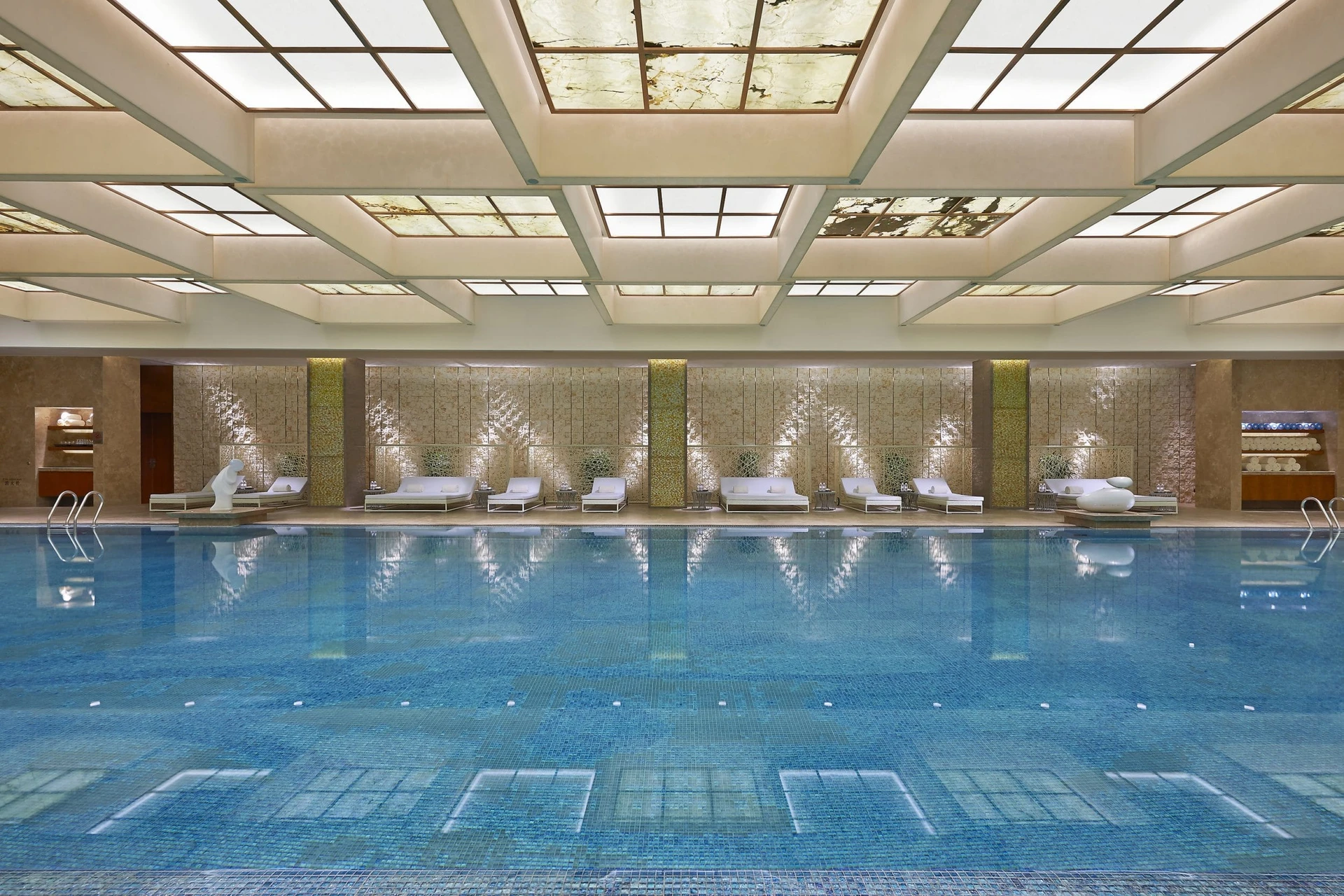 The pool at Mandarin Oriental Pudong, Shanghai, one of my favorite luxury hotels.