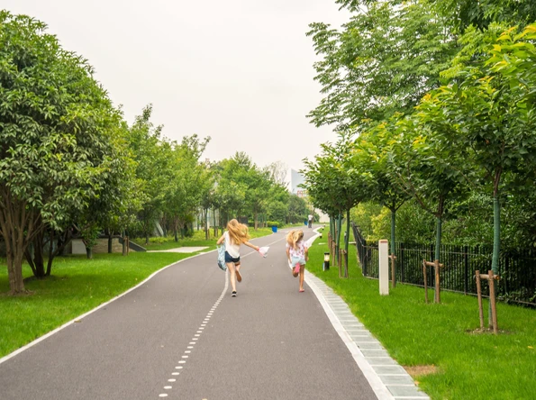 A nice jogging/biking path along the Huangpu River in Shanghai.