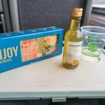 Wine and a snack pack given out in Amtrak business class on the Pacific Surfliner train.
