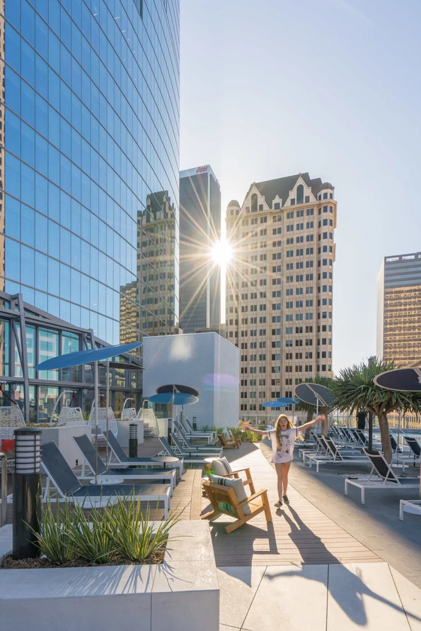 Gorgeous pool deck at InterContinental Los Angeles Downtown, a luxury hotel you must try.