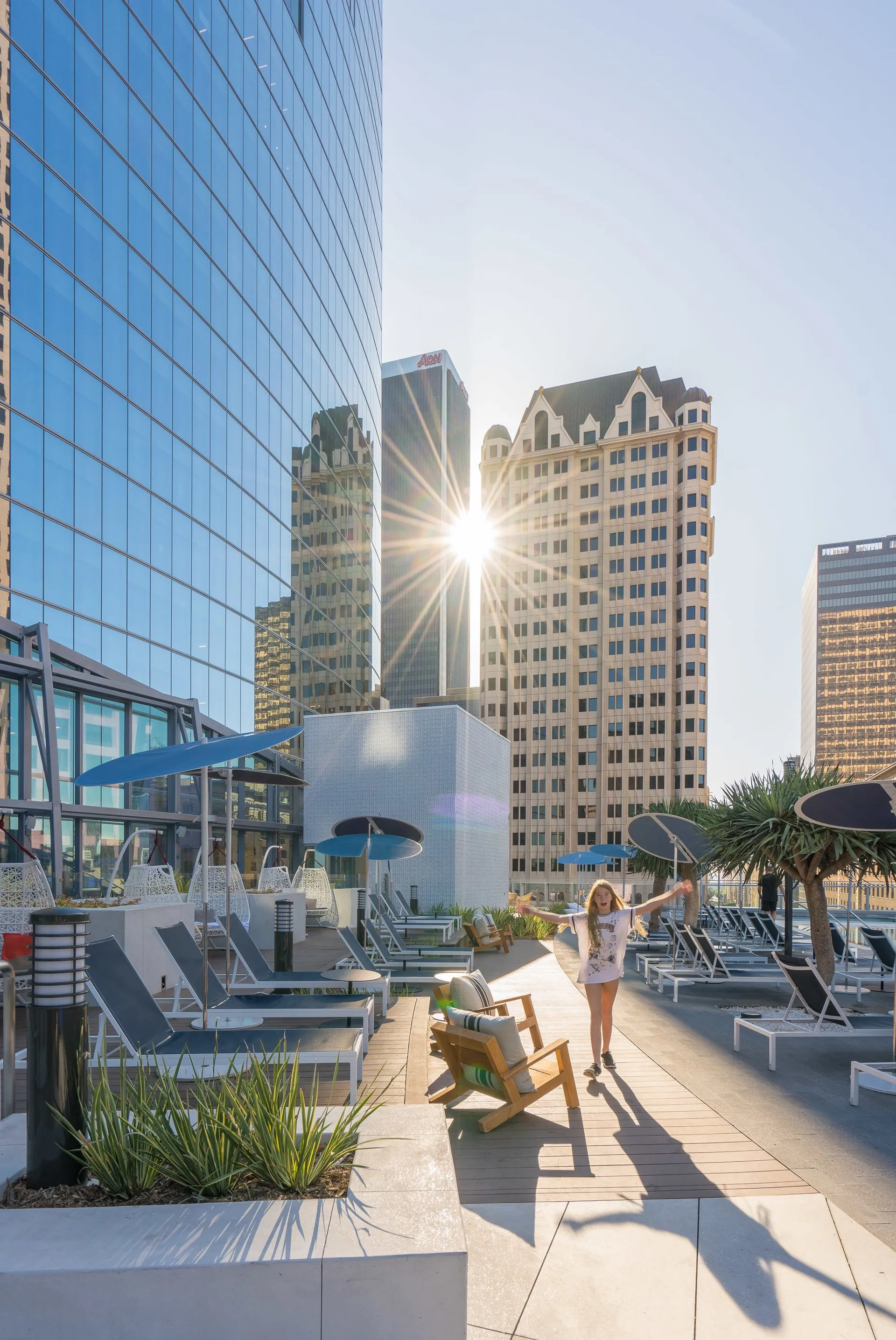 Gorgeous pool deck at InterContinental Los Angeles Downtown, a luxury hotel you must try.