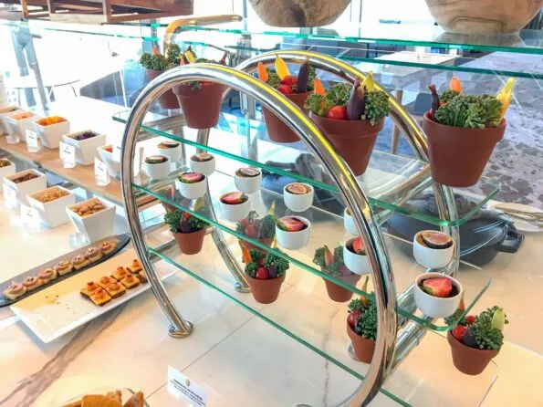 Clever veggie pots and desserts at InterContinental Los Angeles Downtown Club Lounge.