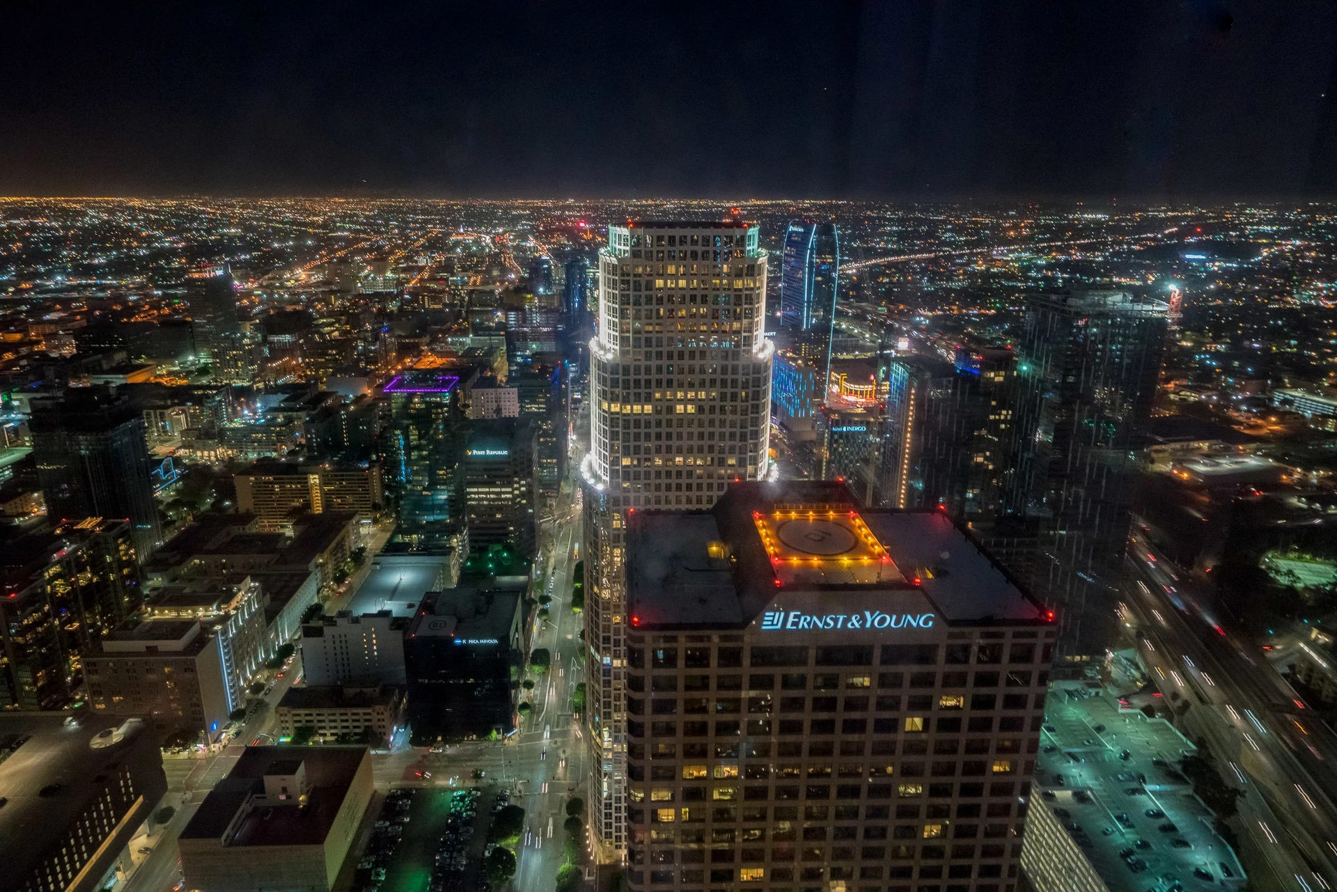 The night view at InterContinental Los Angeles Downtown.
