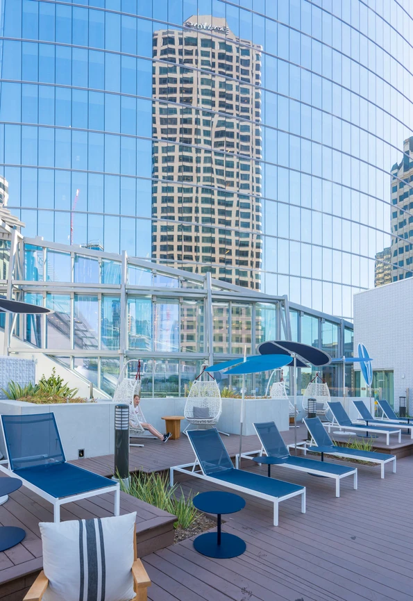 The pool deck at InterContinental Los Angeles Downtown.