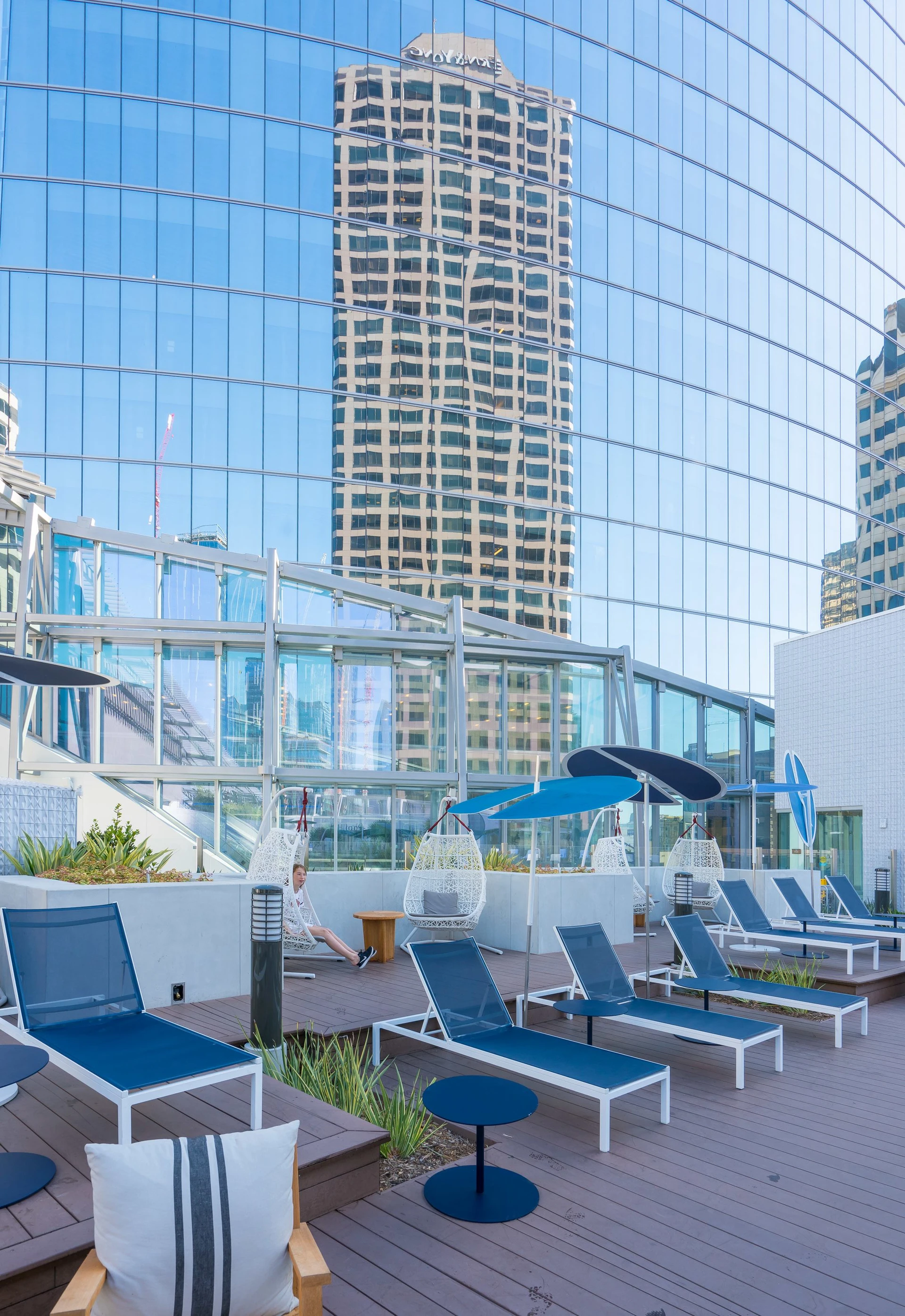 The pool deck at InterContinental Los Angeles Downtown.