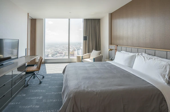 InterContinental Los Angeles downtown king bed in our suite.