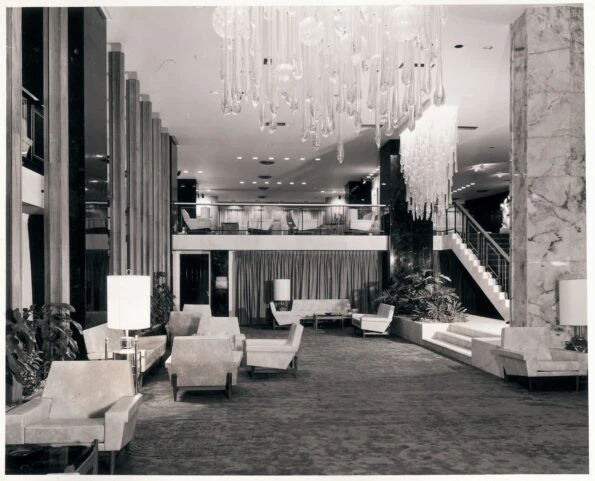 The Mandarin Oriental, Hong Kong lobby as it was in the 1960s.