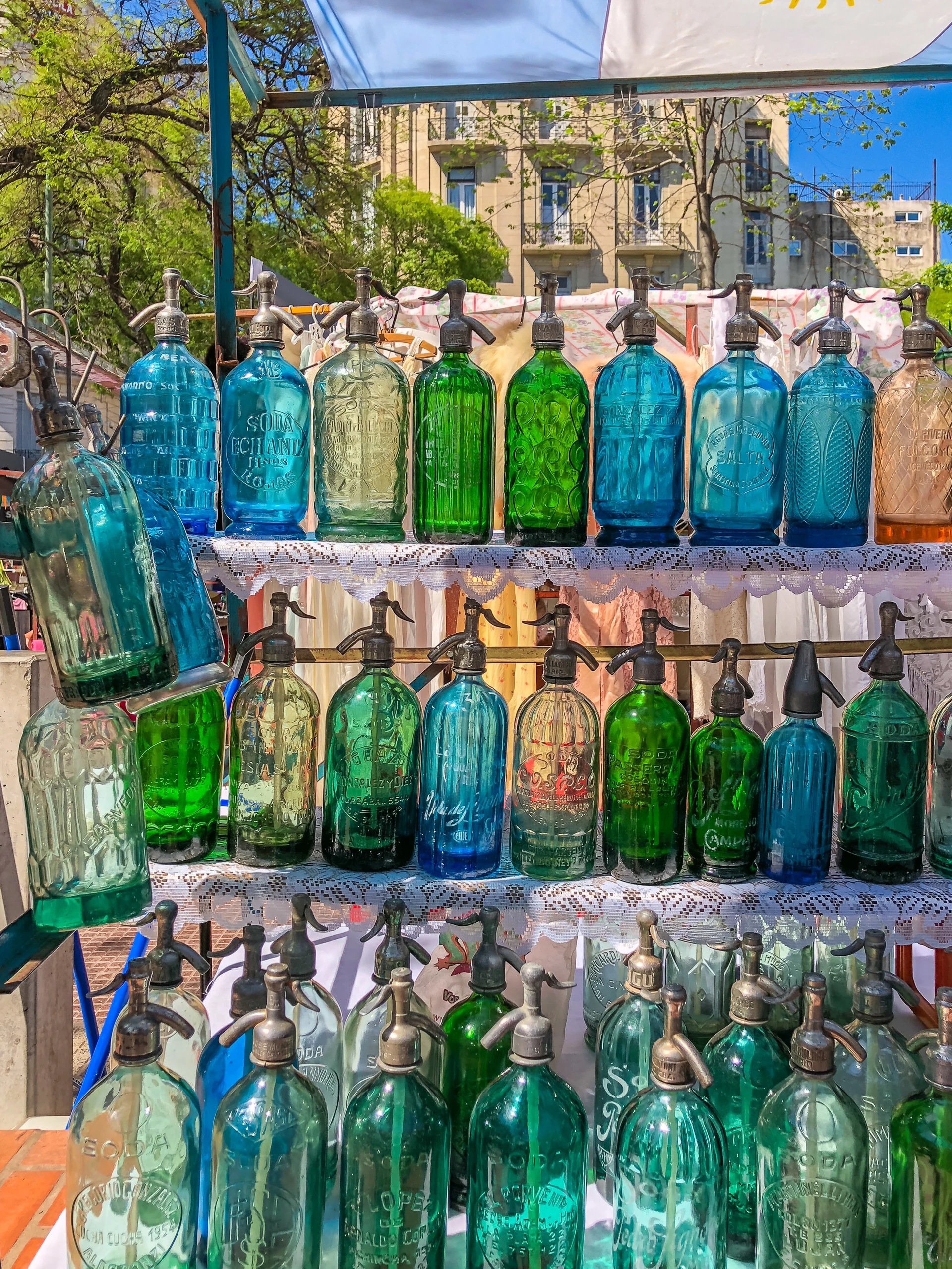 Seltzer bottles at the San Telmo Fair in Buenos Aires.