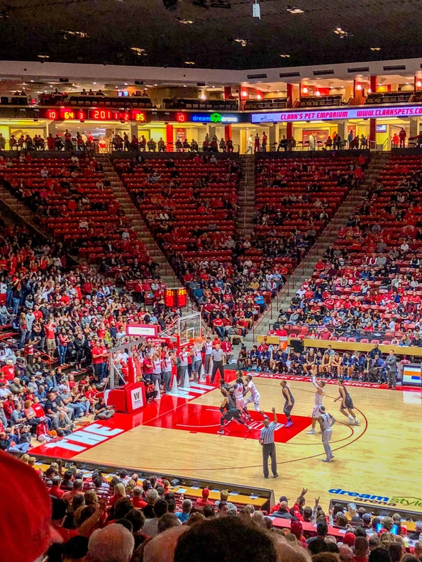 A fun thing to do in Albuquerque is go to a Lobos Men's Basketball game.