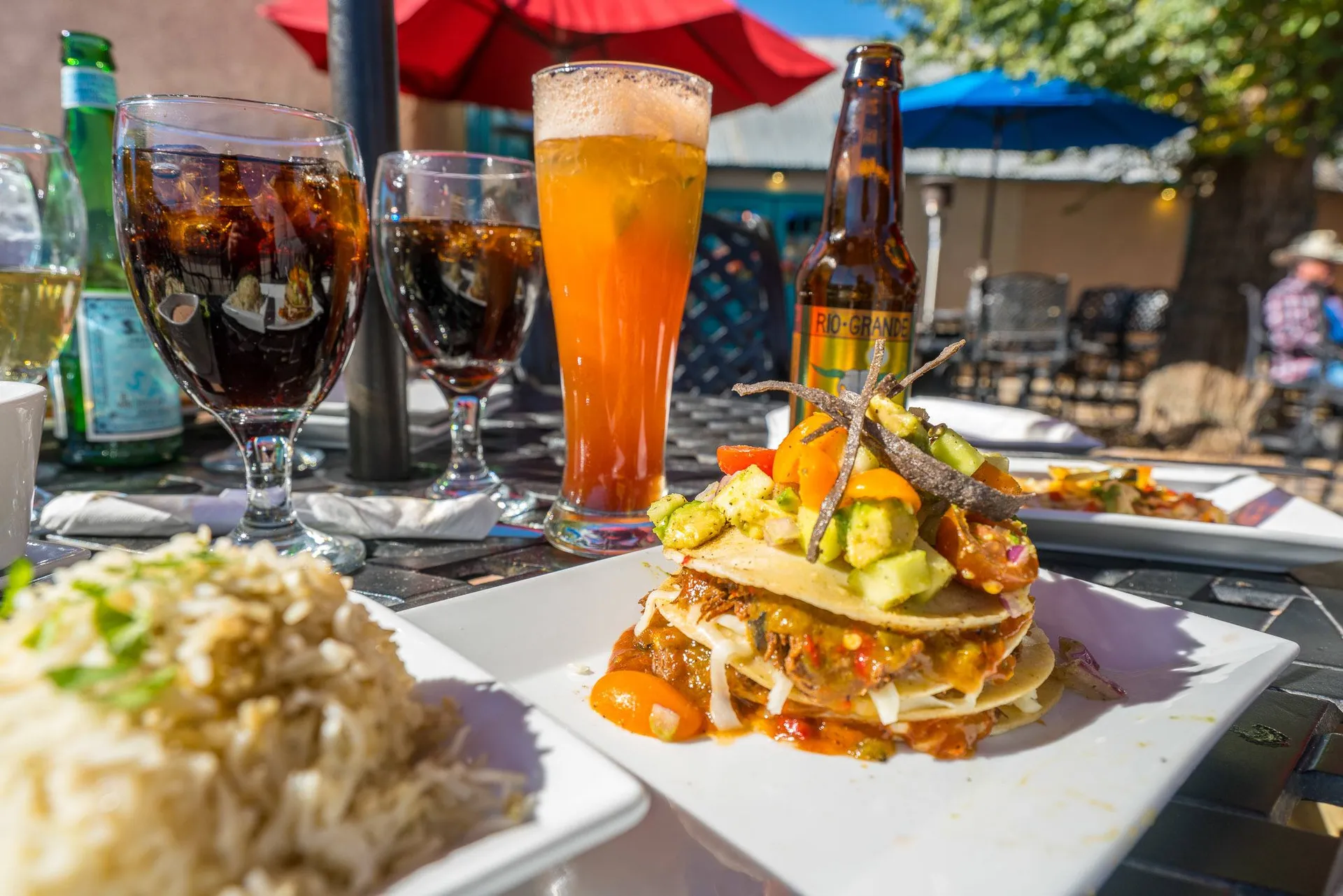 Stacked enchilada at BackStreet Grill restaurant in Old Town Albuquerque.