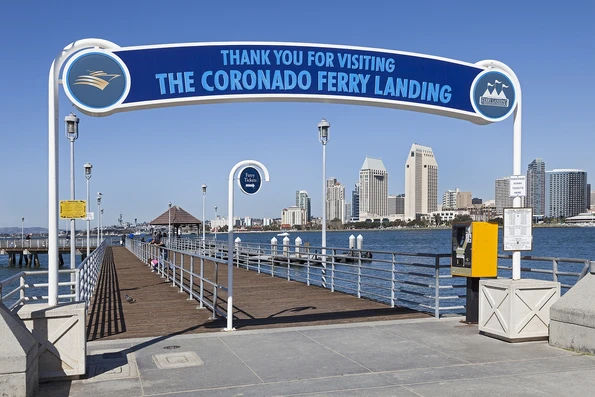 The Coronado Ferry Landing beach is right next to this pier.