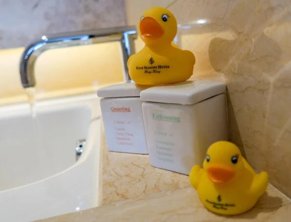 My daughter has amassed a collection of rubber ducks from Four Seasons Hotel Hong Kong.