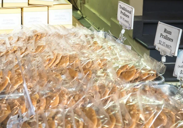 More individually wrapped pralines for people to grab and buy at Leah's Pralines.