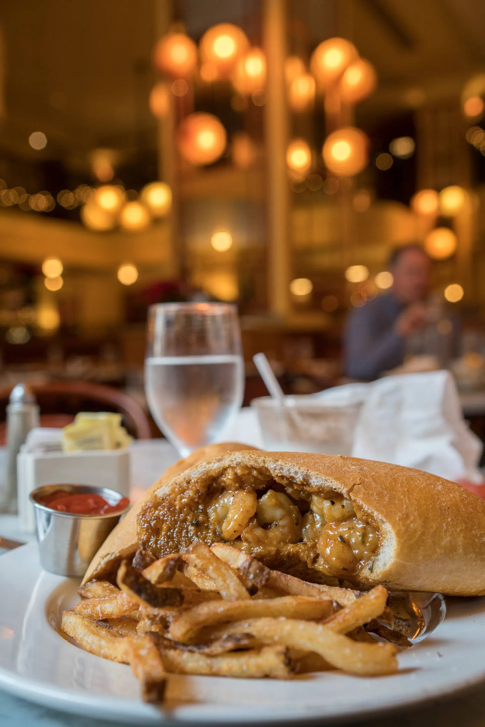 The barbecue shrimp po'boy at Bourbon House in New Orleans.