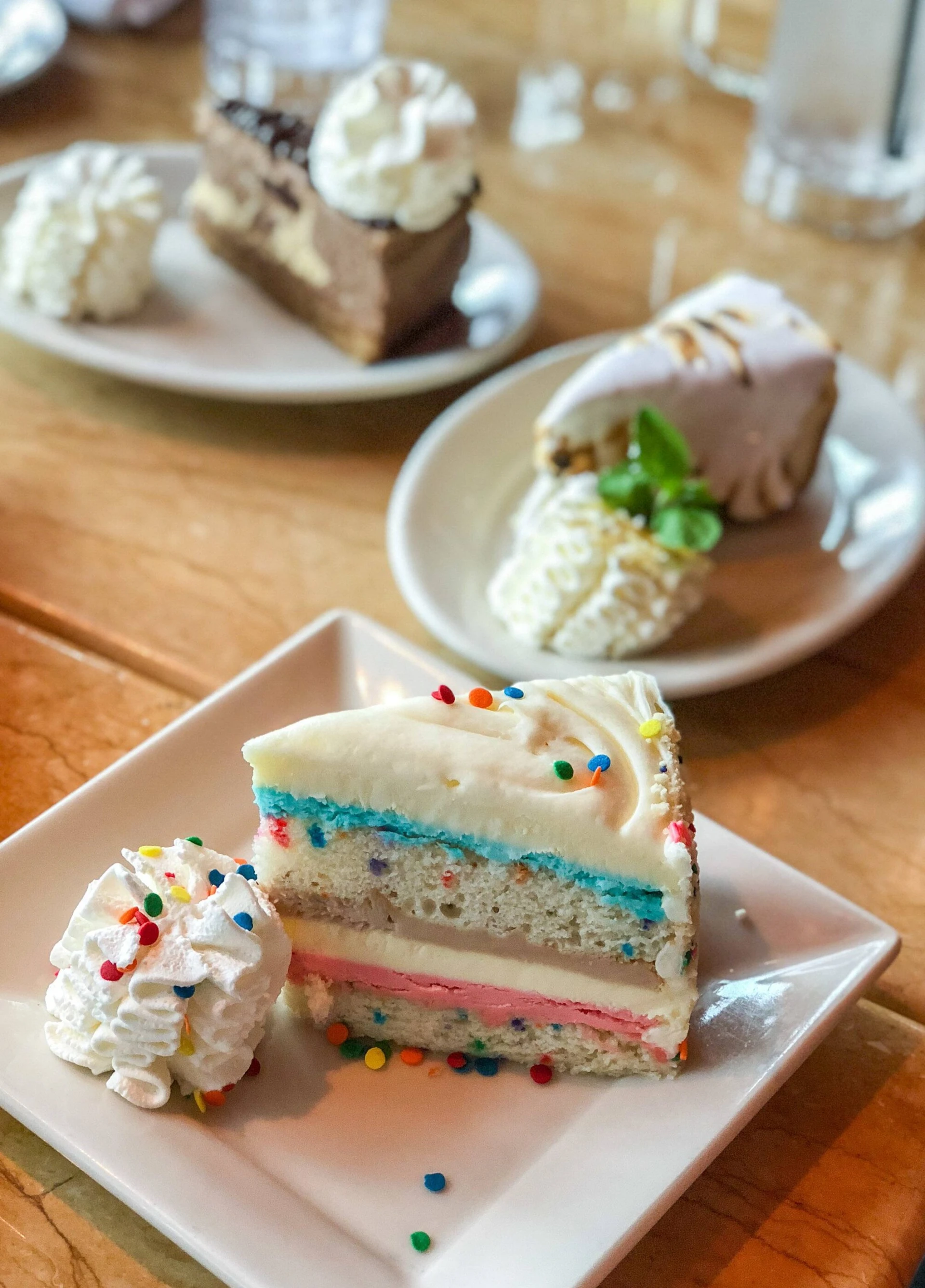 Celebration Cheesecake and other desserts at The Cheesecake Factory
