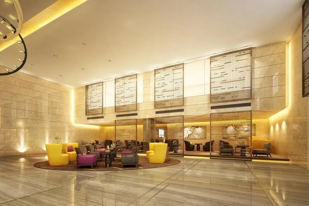 The lobby at Holiday Inn Golden Mile, a four-star Hong Kong hotel.