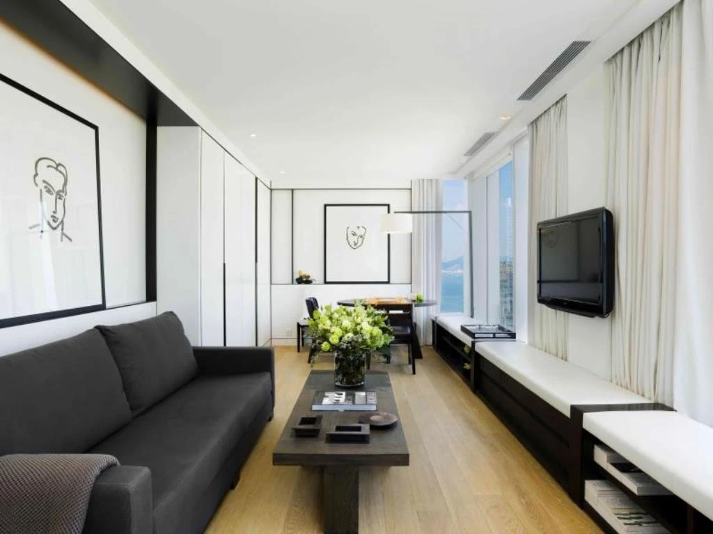 A suite living room at The Jervois, a Hong Kong boutique hotel.