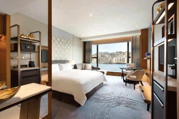 A Deluxe Sea View Room at Kerry Hotel Hong Kong.