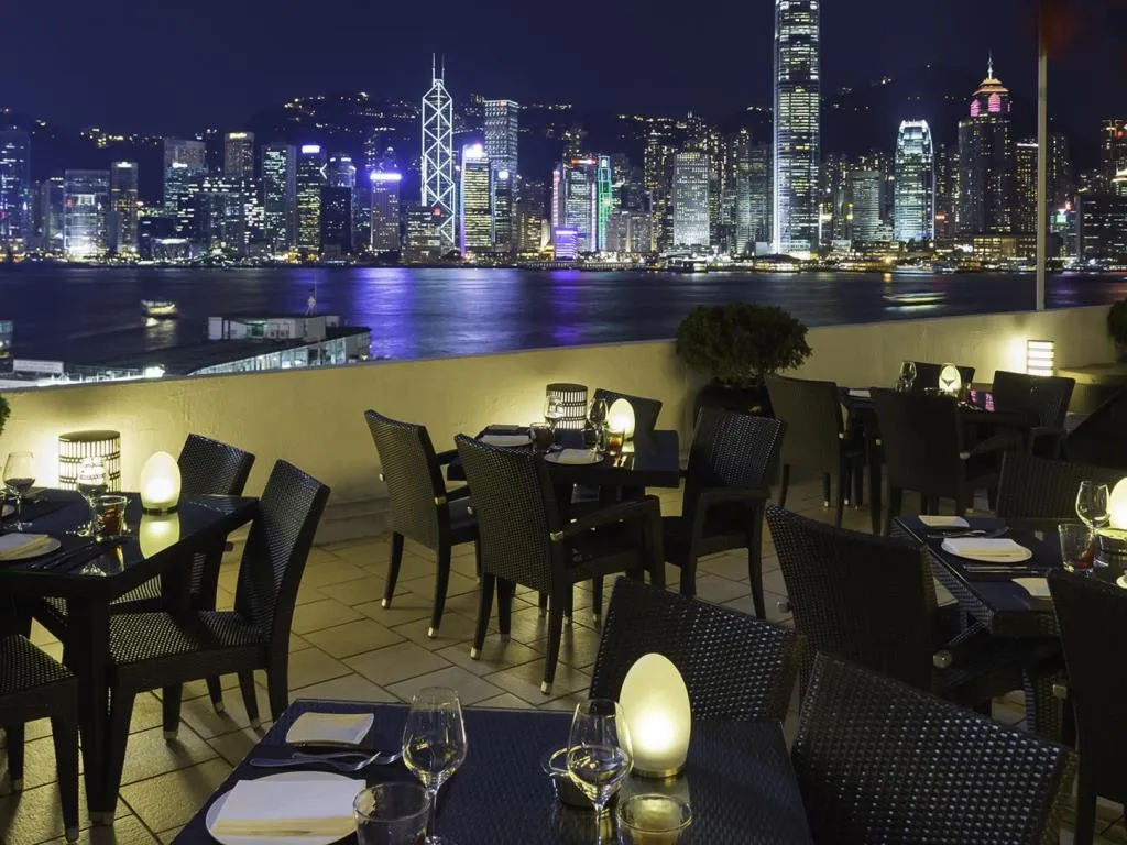 The restaurant terrace at Marco Polo HongKong hotel.