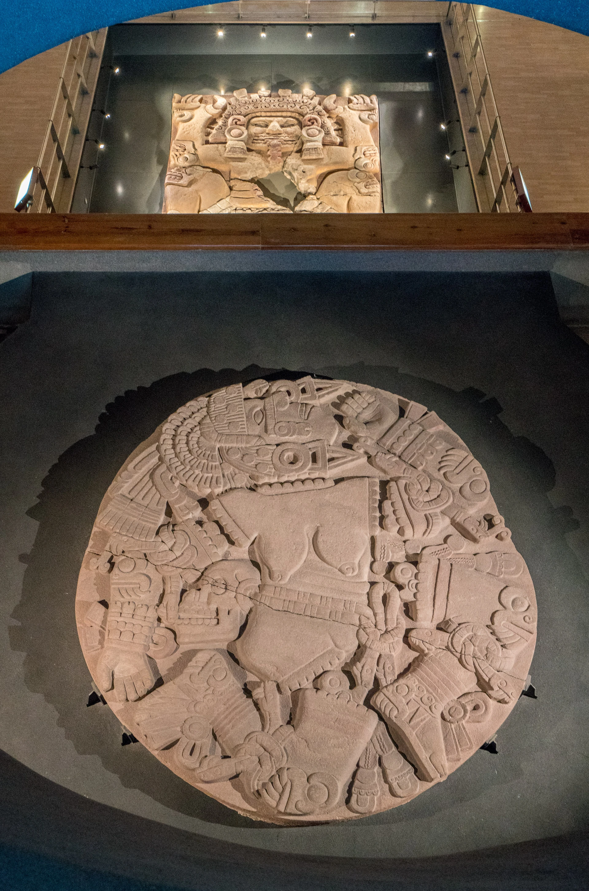A disk featuring Coyolxauhqui, Huitzilopochtli's sister, inside Museo del Templo Mayor in Mexico City