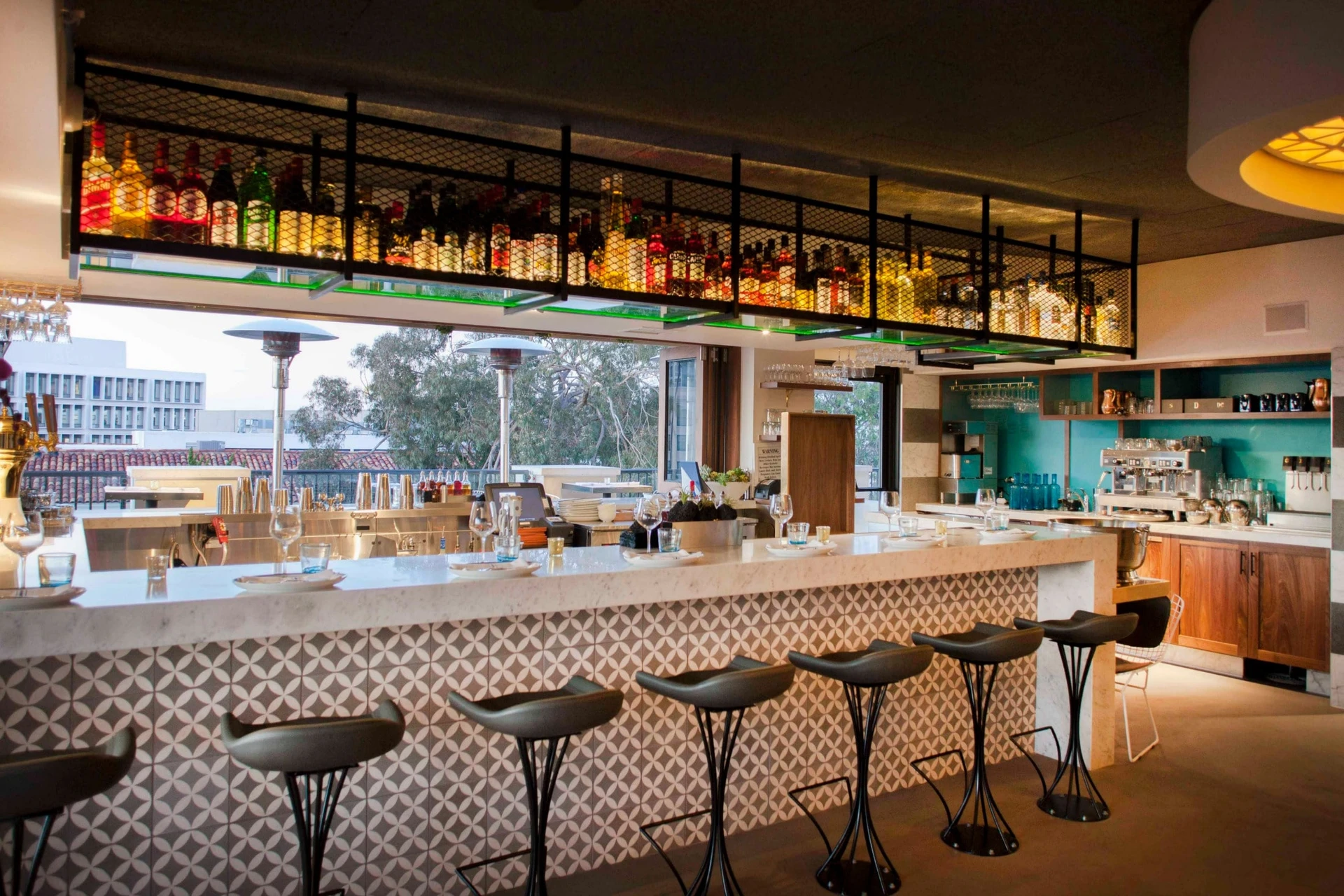 The bar area at Catania in La Jolla.