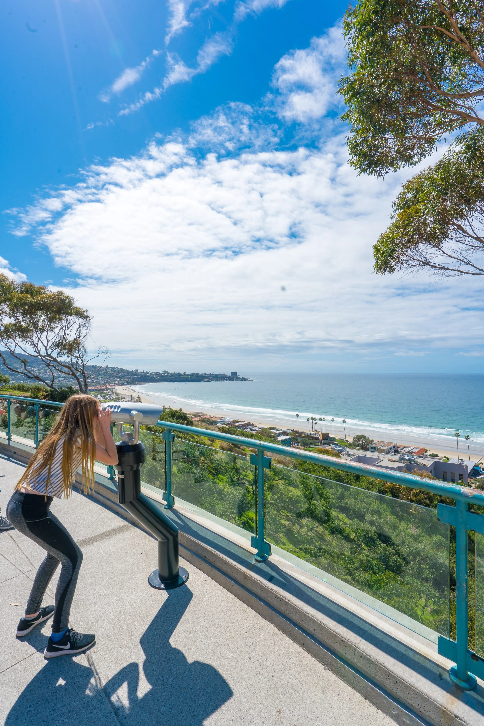 View of La Jolla Shores from Birch Aquarium's Tide Pool Plaza.