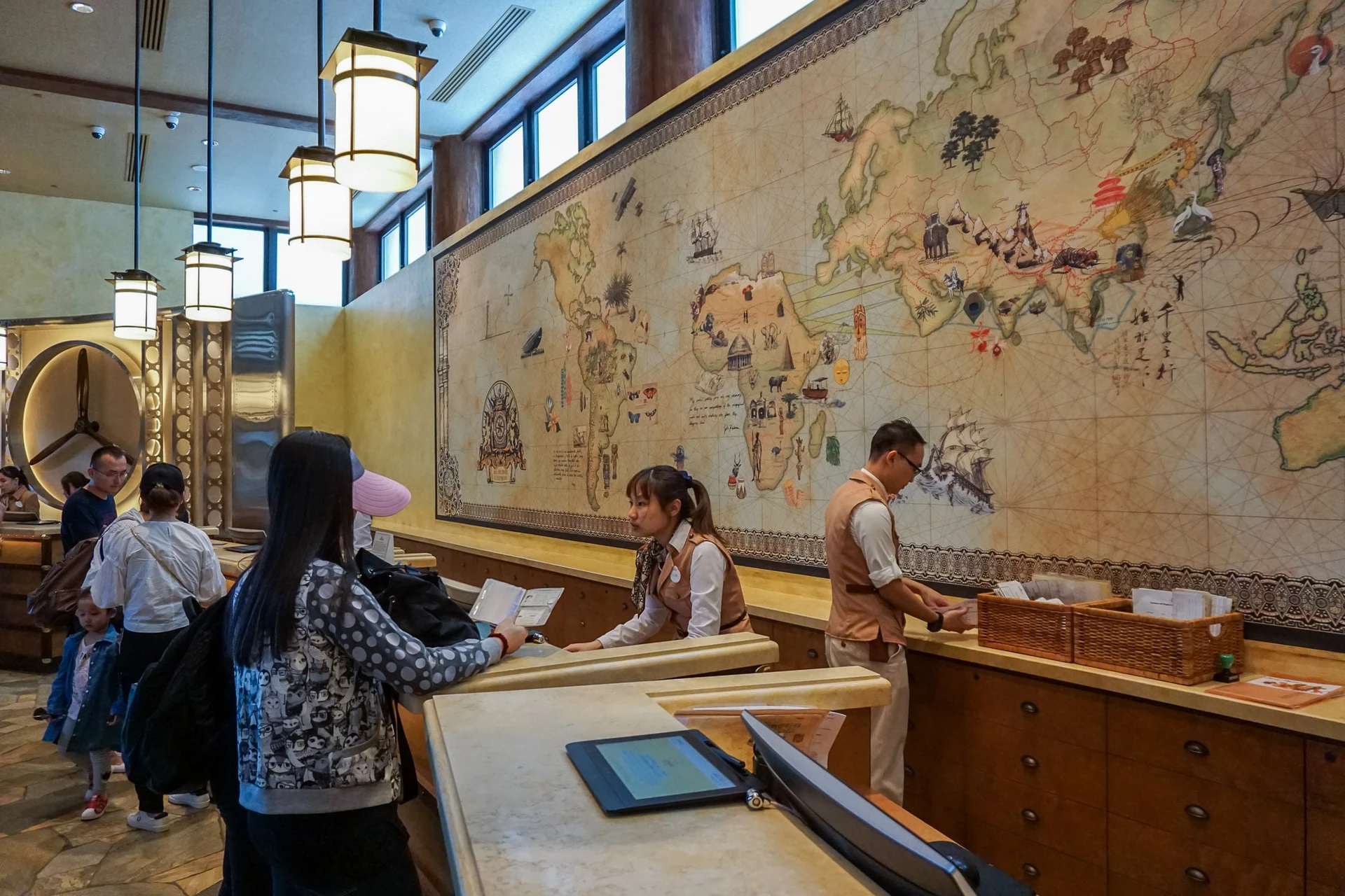 Front desk at Disney Explorers Lodge at Hong Kong Disneyland