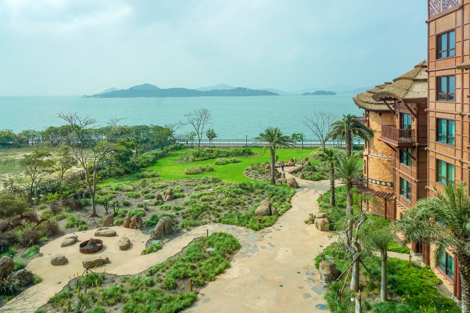 Sea view at Disney Explorers Lodge, a Hong Kong Disneyland hotel.
