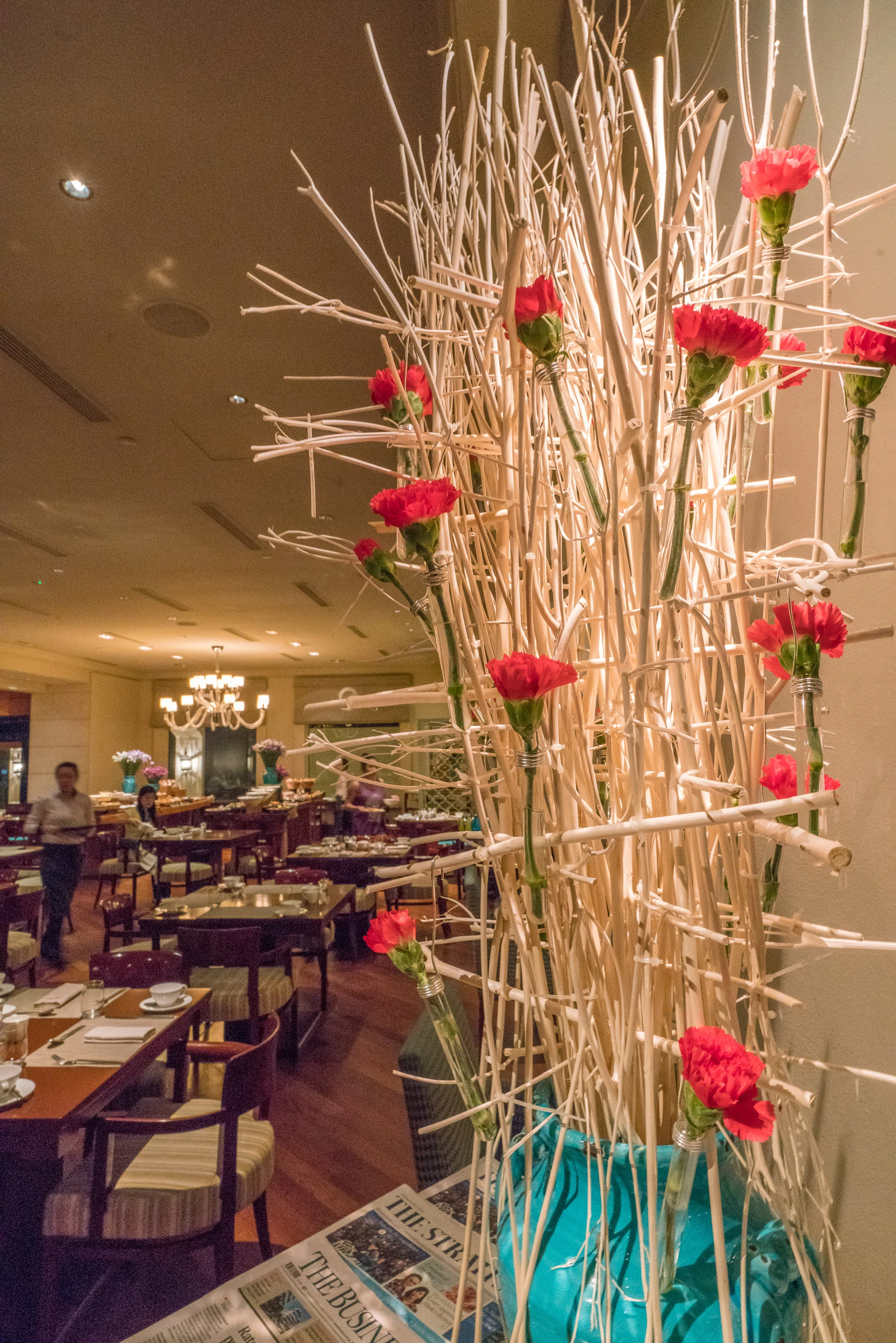 Flower arrangement at Four Seasons Singapore
