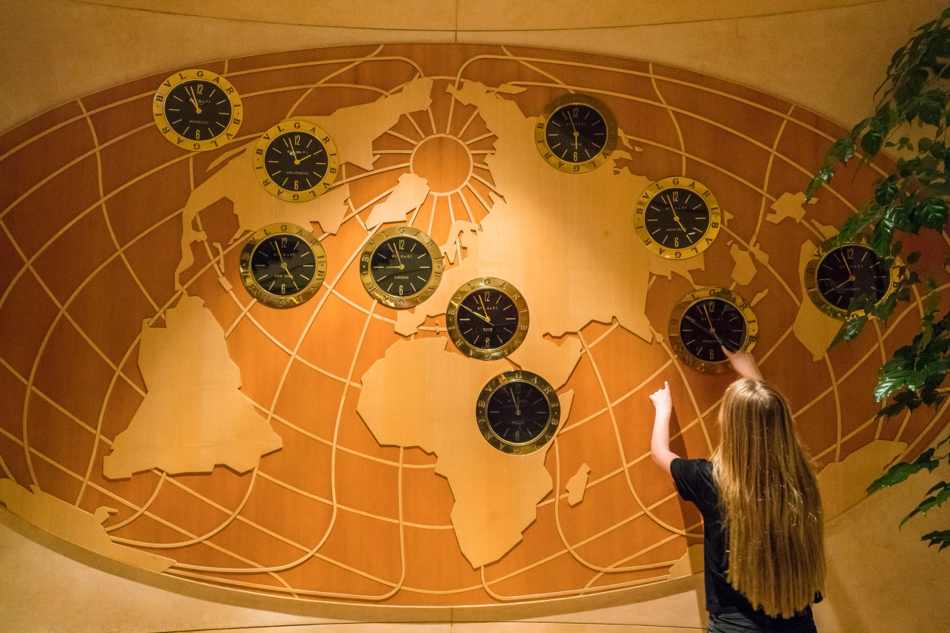 Bulgari clocks in Four Seasons Singapore