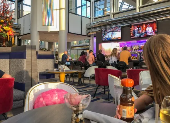 Bar area near the lobby at Hilton Universal City