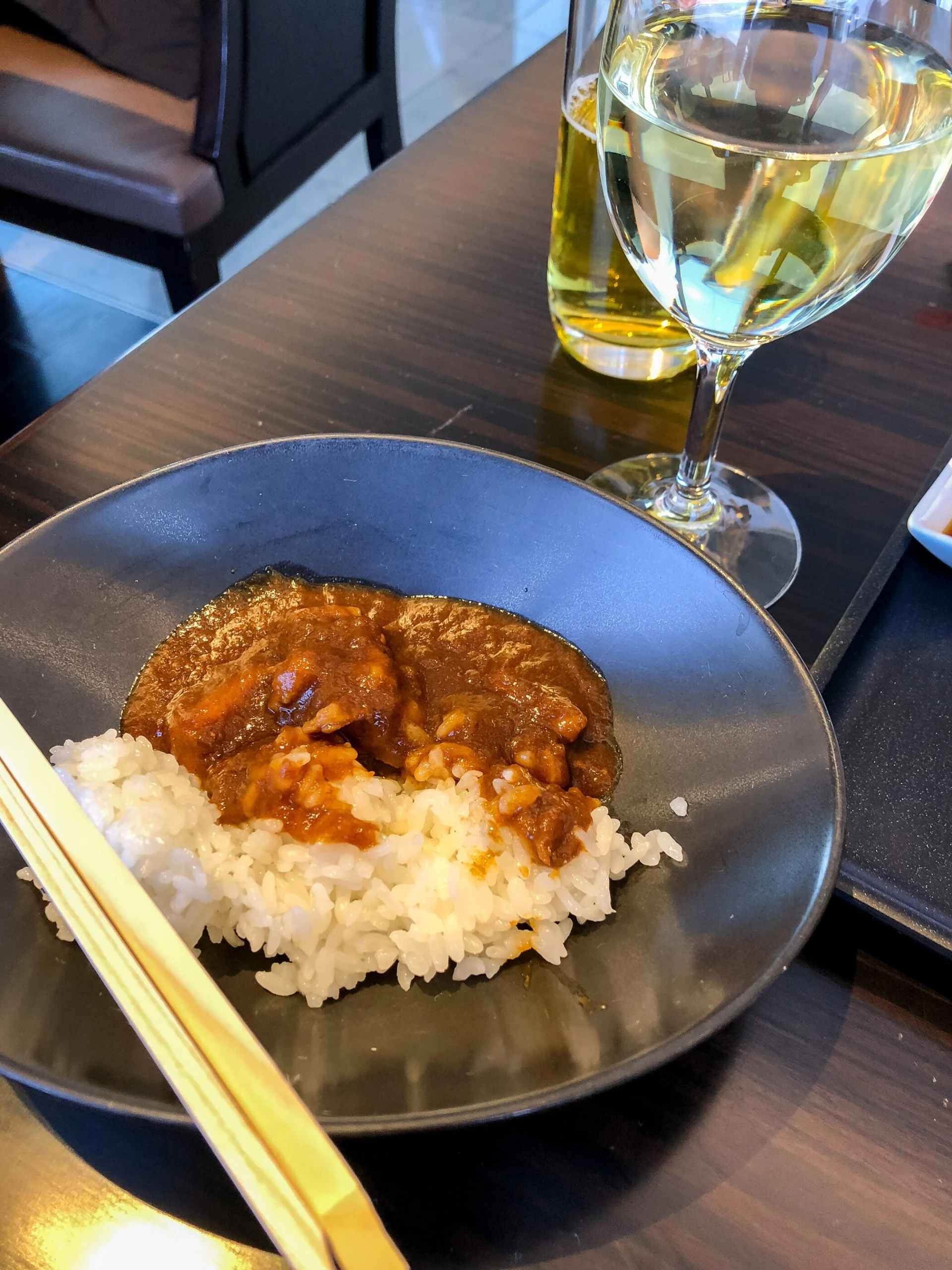 Beef curry at the Japan Airlines First Class Lounge at Tokyo Narita Airport