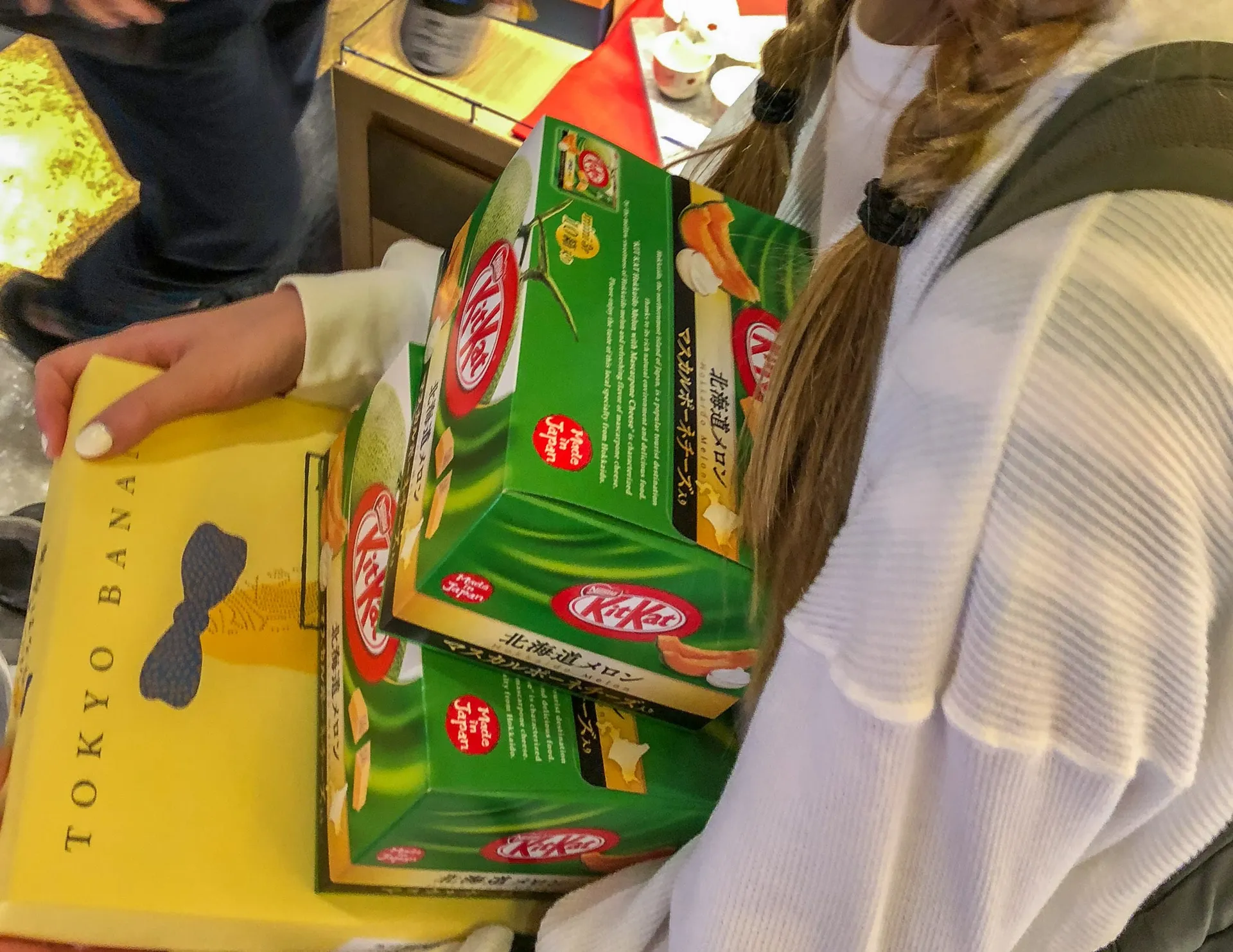 Kit Kats and Tokyo Banana at Tokyo Narita Airport duty free.